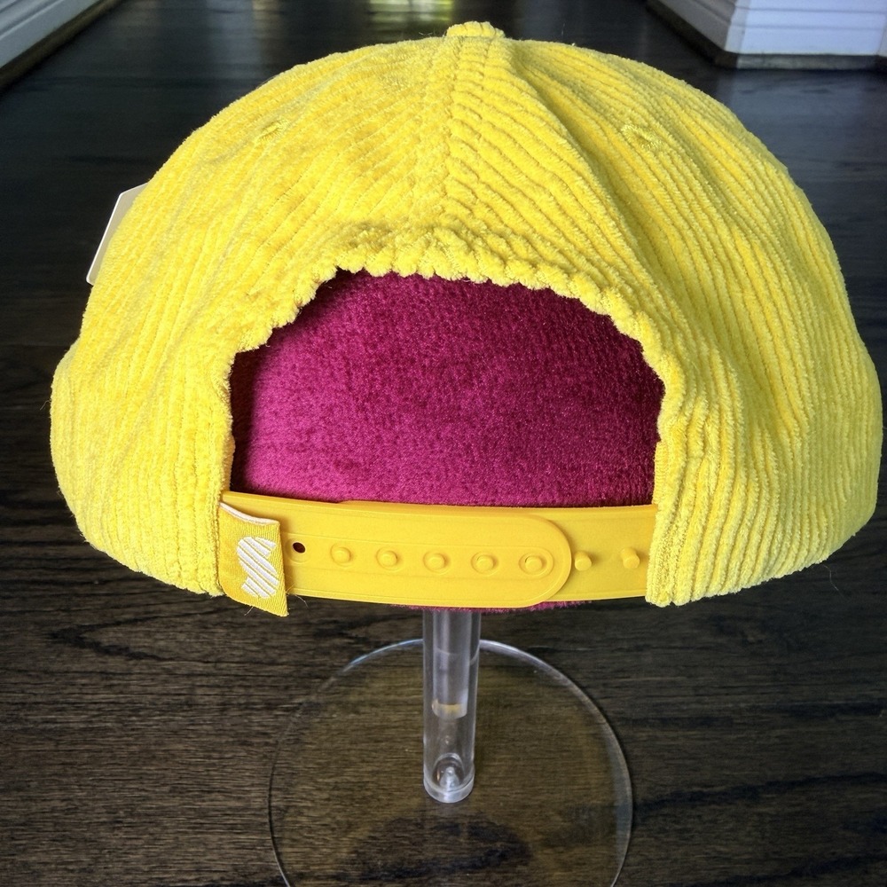 Neon Yellow Blue Corduroy Rope Snapback Hat NWT Streetwear Festival Cap - Picture 5 of 7